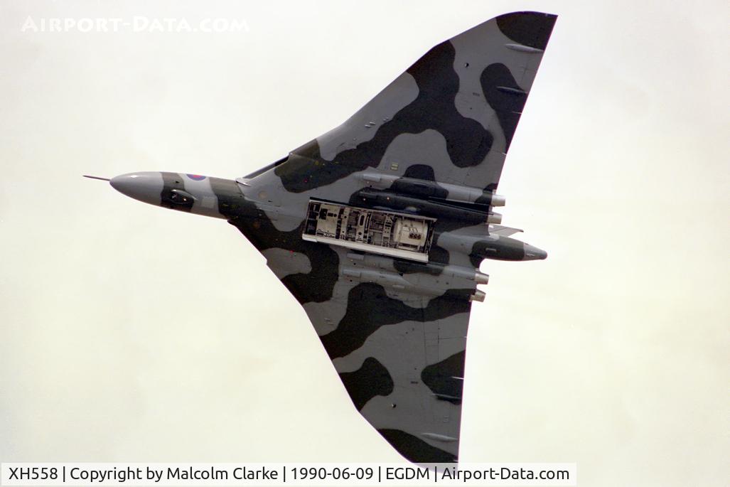 XH558, , Avro 698 Vulcan B2 From the RAF Vulcan Display Flight, Scampton and seen at the Battle of Britain Airshow, A&AEE, Boscombe Down in 1990.