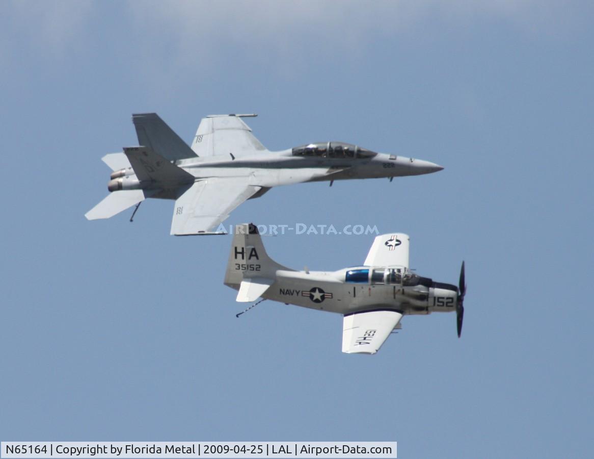 N65164, 1955 Douglas EA-1E Skyraider AD-5W C/N 55-471DH, EA-1E Skyraider and F-18 Legacy flight