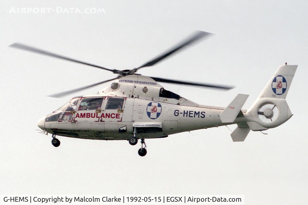 G-HEMS, 1982 Aerospatiale SA-365N Dauphin C/N 6009, Aerospatiale SA-365N Dauphin 2 at North Weald Airfield in 1992.