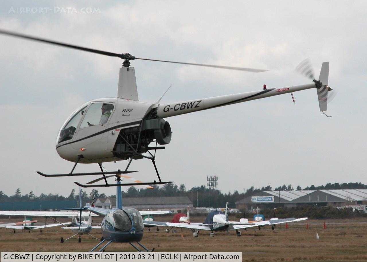G-CBWZ, 2000 Robinson R22 Beta C/N 3101, APPROACHING THE HELICOPTER PARK