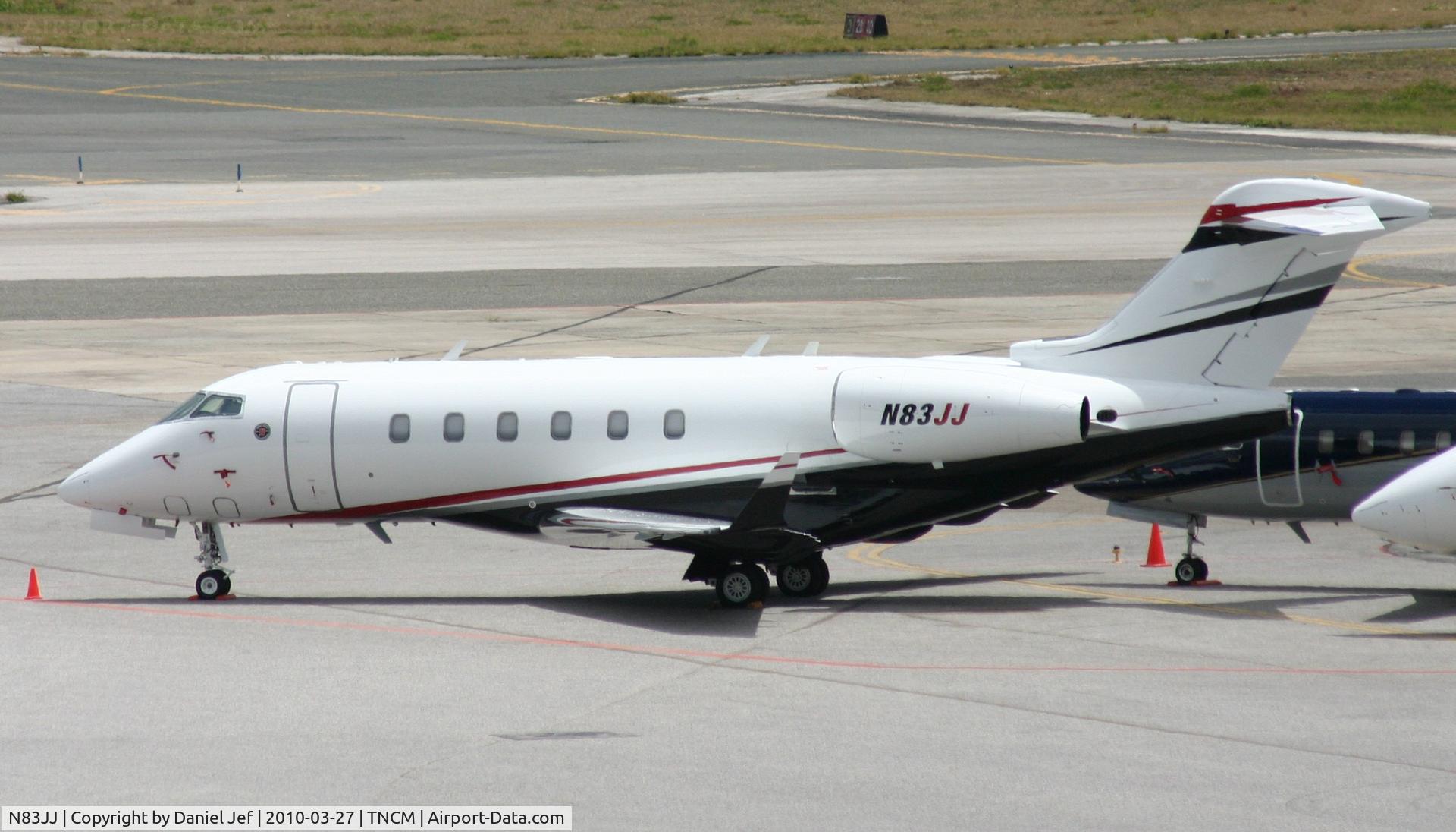 N83JJ, Bombardier Challenger 300 (BD-100-1A10) C/N 20259, N83JJ park at the main ramp at TNCM