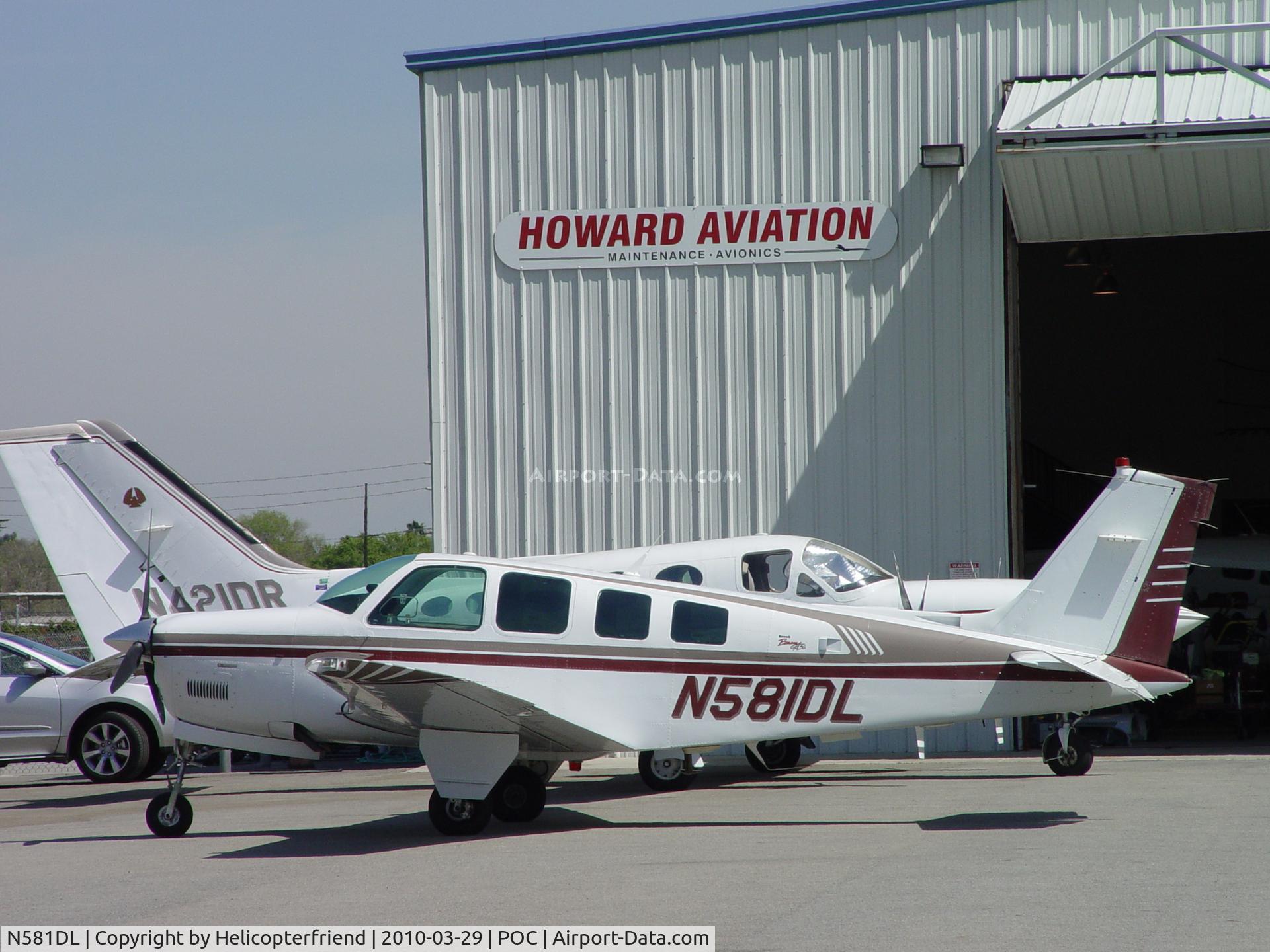 N581DL, 1997 Beech A36 Bonanza 36 C/N E-3100, Parked at Howard Aviation