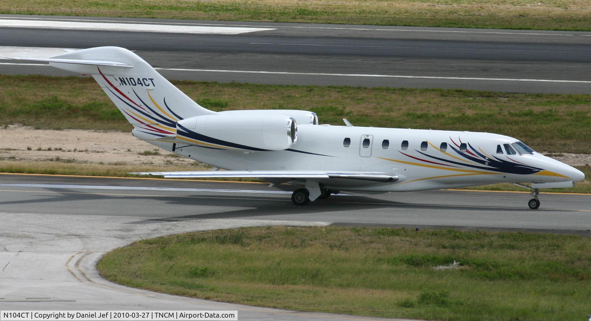 N104CT, 2007 Cessna 750 Citation X Citation X C/N 750-0275, N104CT taxing to the holding point alpha for take off TNCM