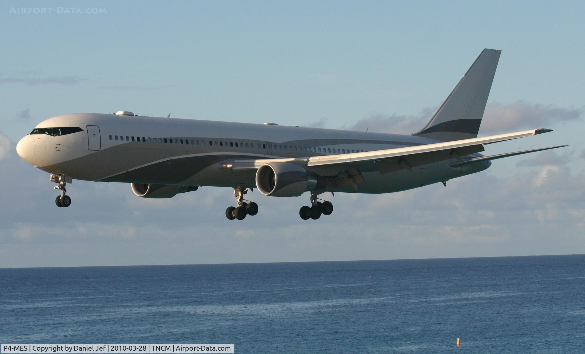 P4-MES, 2003 Boeing 767-33A C/N 33425, P4-MES over the tresh hold for runway 10 TNCM