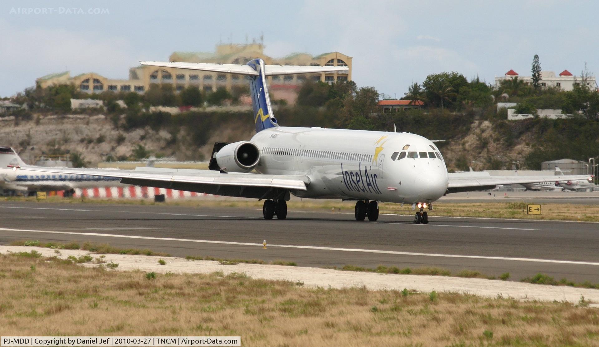 PJ-MDD, 1990 McDonnell Douglas MD-82 (DC-9-82) C/N 49972, Insel air PJ-MDD just landed at TNCM runway 10