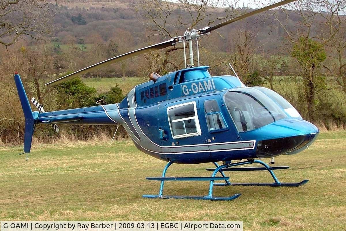 G-OAMI, 1968 Bell 206B JetRanger II C/N 464,  Bell 206B Jet Ranger [464] Cheltenham~G 13/03/2009. Seen at Cheltenham Racecourse during Gold Cup Week.