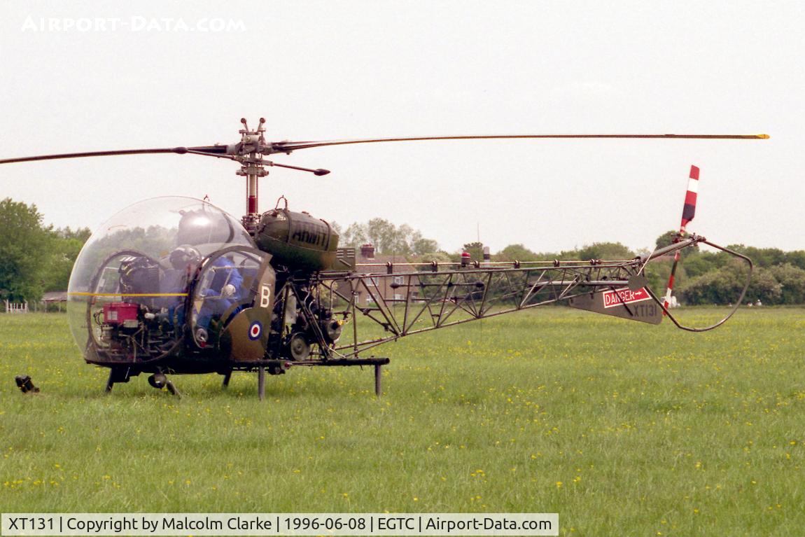 XT131, 1964 Westland Sioux AH.1 C/N 1540, Agusta Sioux AH1 at Cranfield Airport in 1996.