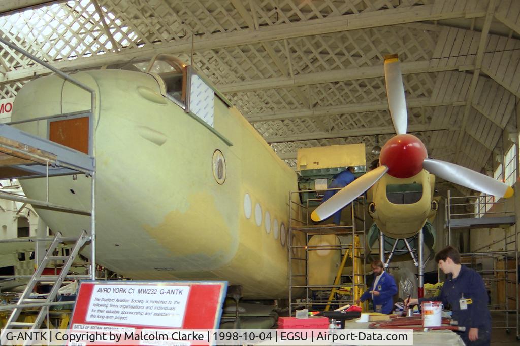 G-ANTK, 1946 Avro 685 YORK C1 C/N MW232, Avro 685 York C1 Under renovation at the Imperial War Museum, Duxford in 1998.