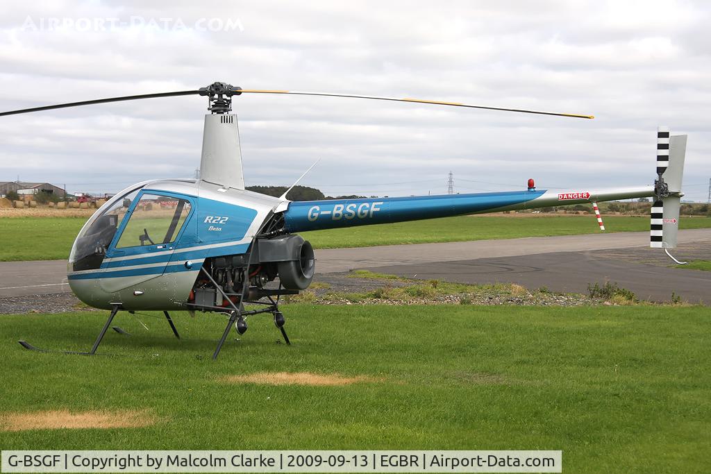 G-BSGF, 1990 Robinson R22 Beta C/N 1383, Robinson R-22 Beta at Breighton Airfield in 2009.