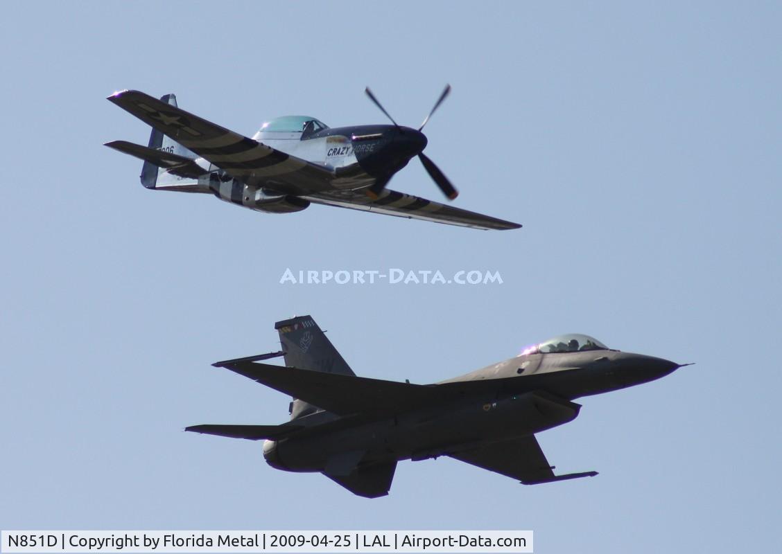 N851D, 1944 North American P-51D Mustang C/N 44-84745, Heritage Flight P-51D and F-16