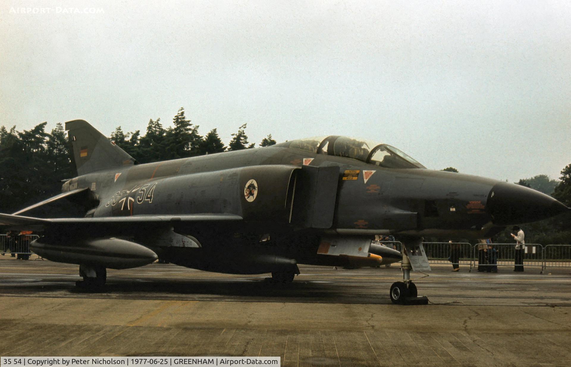 35 54, 1969 McDonnell Douglas RF-4E Phantom II C/N 4128, RF-4E Phantom of AKG-52 on display at the 1977 Intnl Air Tattoo at RAF Greenham Common.