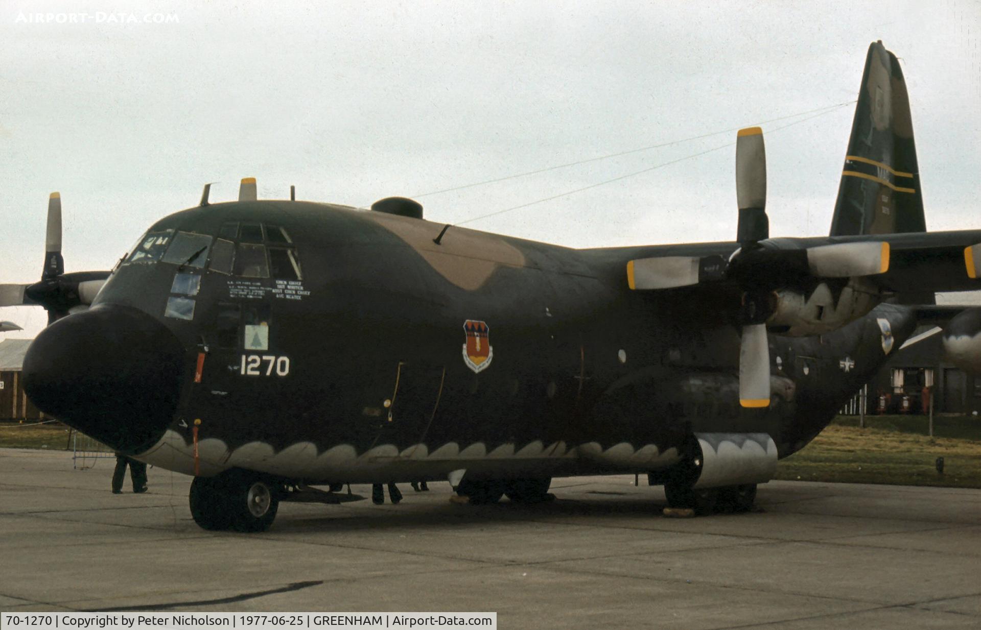 70-1270, 1970 Lockheed C-130E Hercules C/N 382-4424, C-130E Hercules of 317th Tactical Airlift Wing on display at the 1977 Intnl Air Tattoo at RAF Greenham Common.