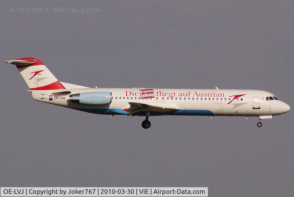 OE-LVJ, 1991 Fokker 100 (F-28-0100) C/N 11359, Austrian arrows Fokker F-100