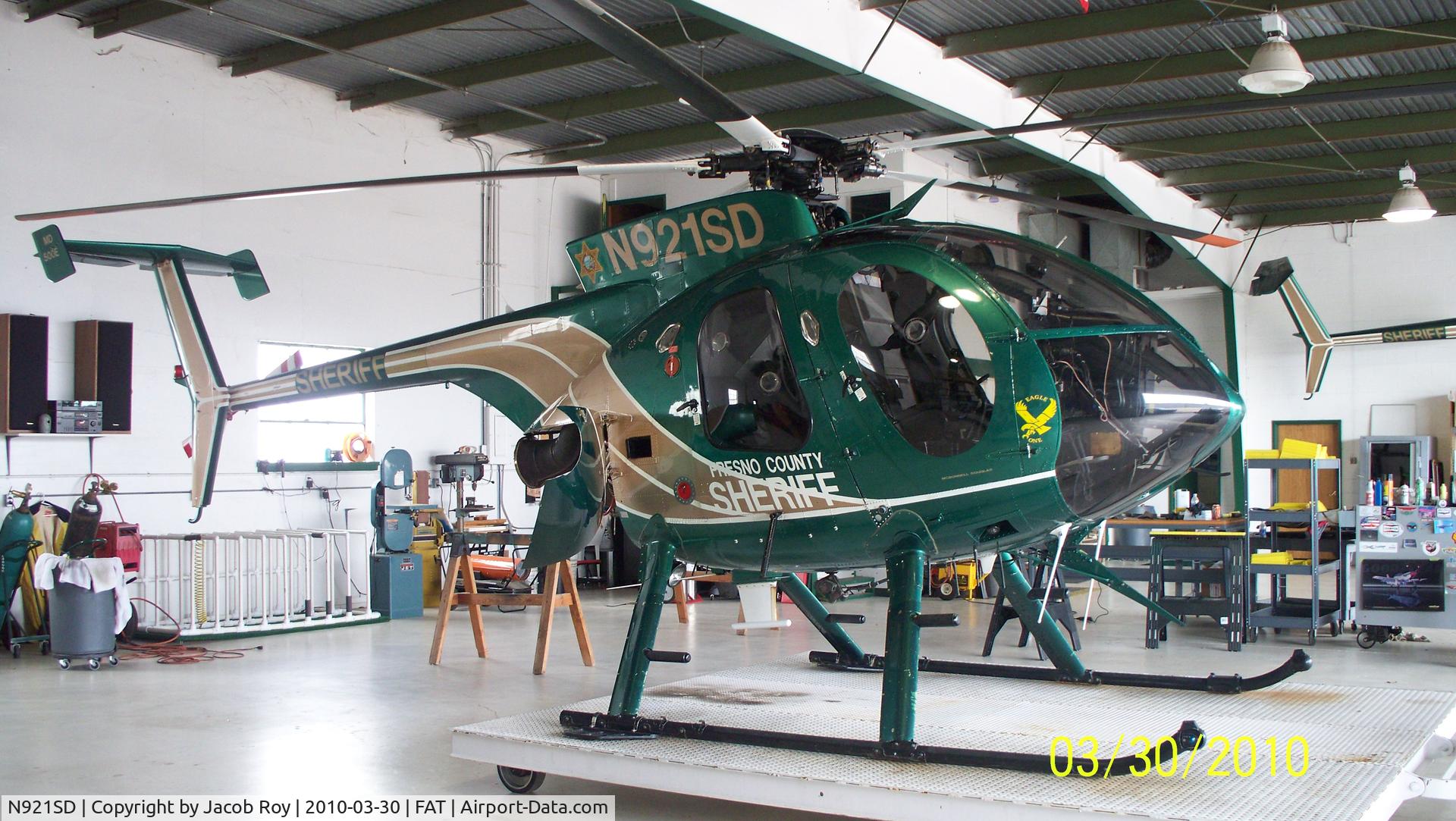 N921SD, 1990 McDonnell Douglas 369E C/N 0428E, Eagle One at the Fresno County Sheriff's Hangar at FAT