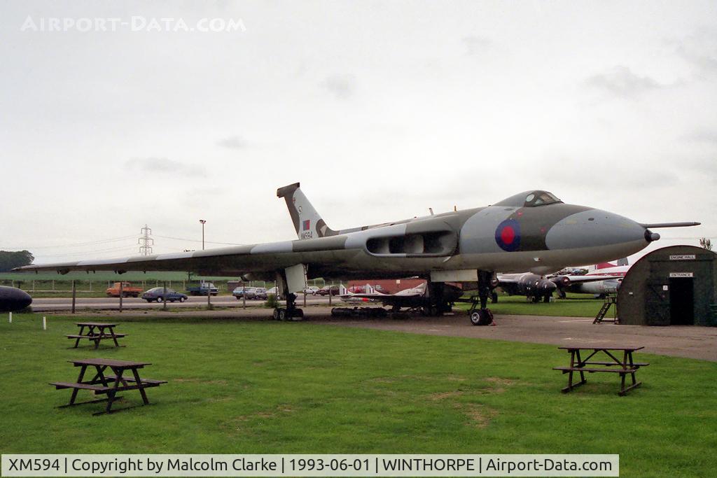 XM594, 1963 Avro Vulcan B.2 C/N Set 58, Avro 698 Vulcan B2 at Newark Air Museum, Winthorpe, UK in 1993.