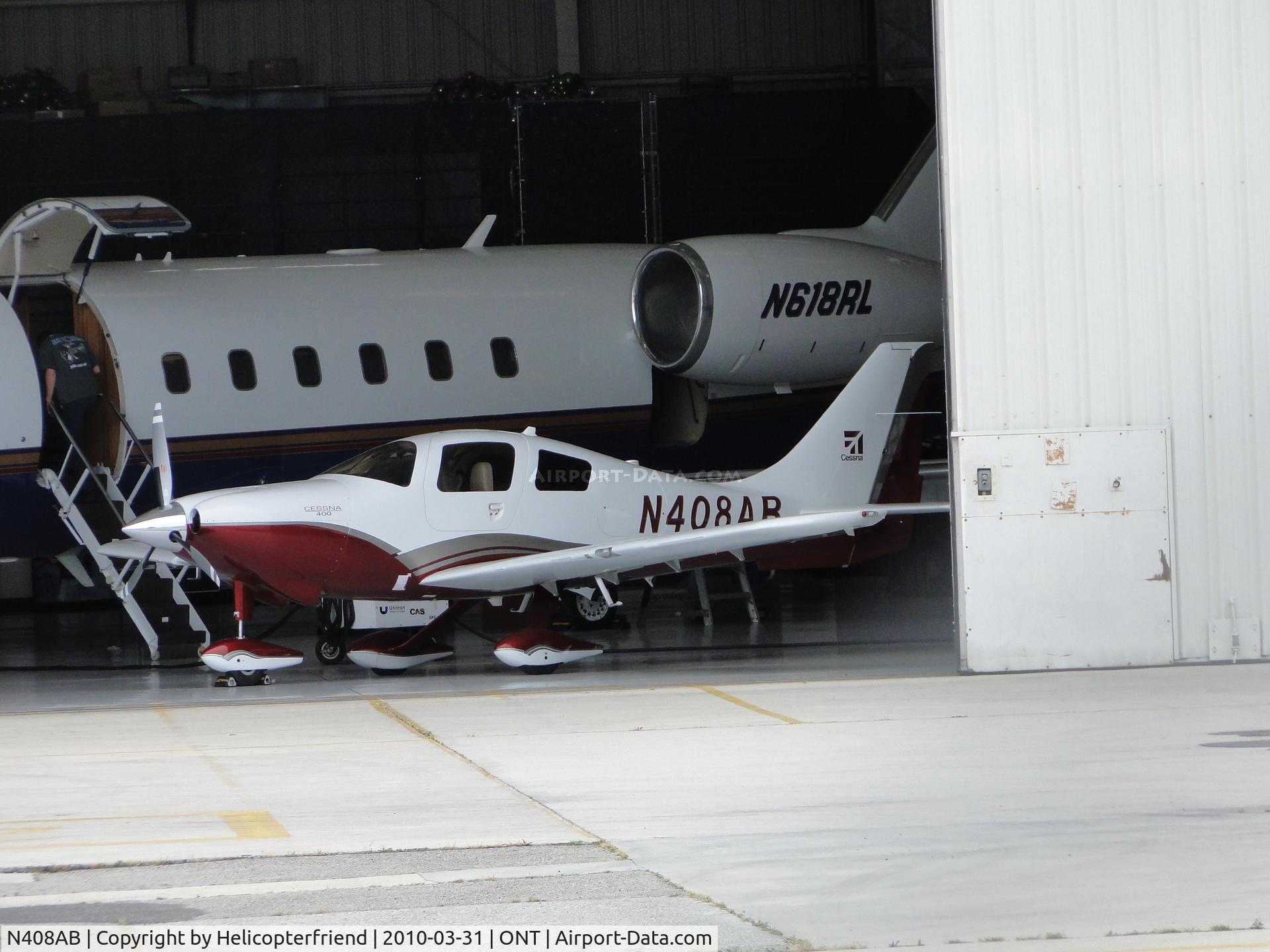 N408AB, Cessna LC41-550FG C/N 411090, Parked inside southside of Ontario