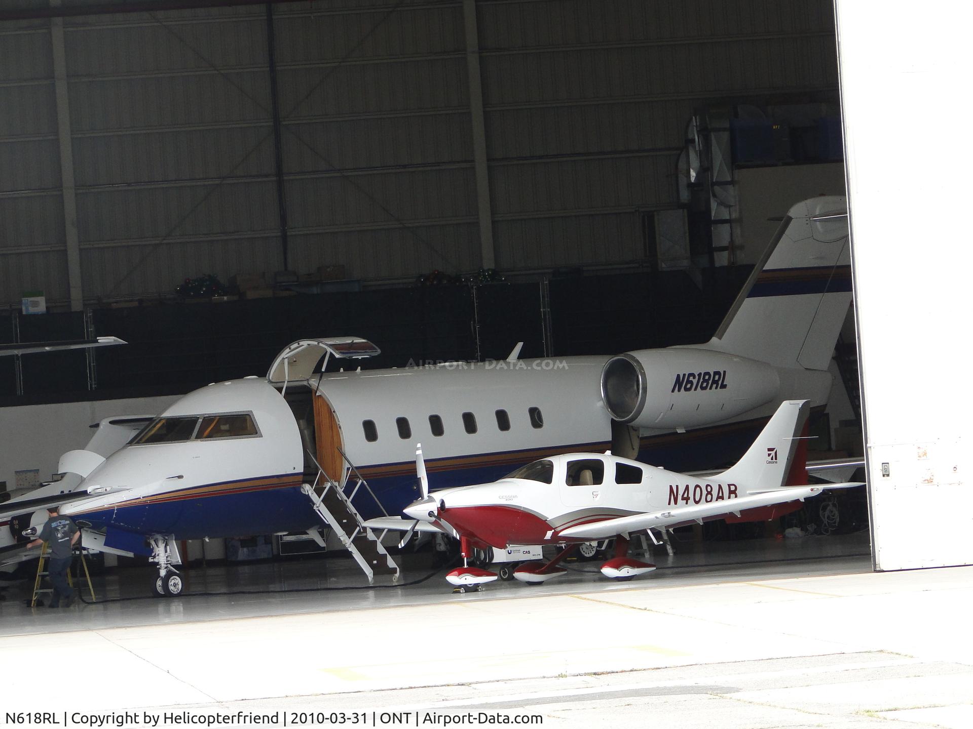N618RL, 1980 Canadair Challenger 600S (CL-600-1A11) C/N 1018, Parked inside out of the weather at Ontario