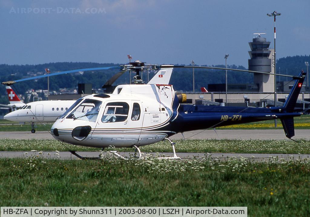HB-ZFA, Eurocopter AS-350B-3 Ecureuil Ecureuil C/N 1594, Parked at the Heliport area...