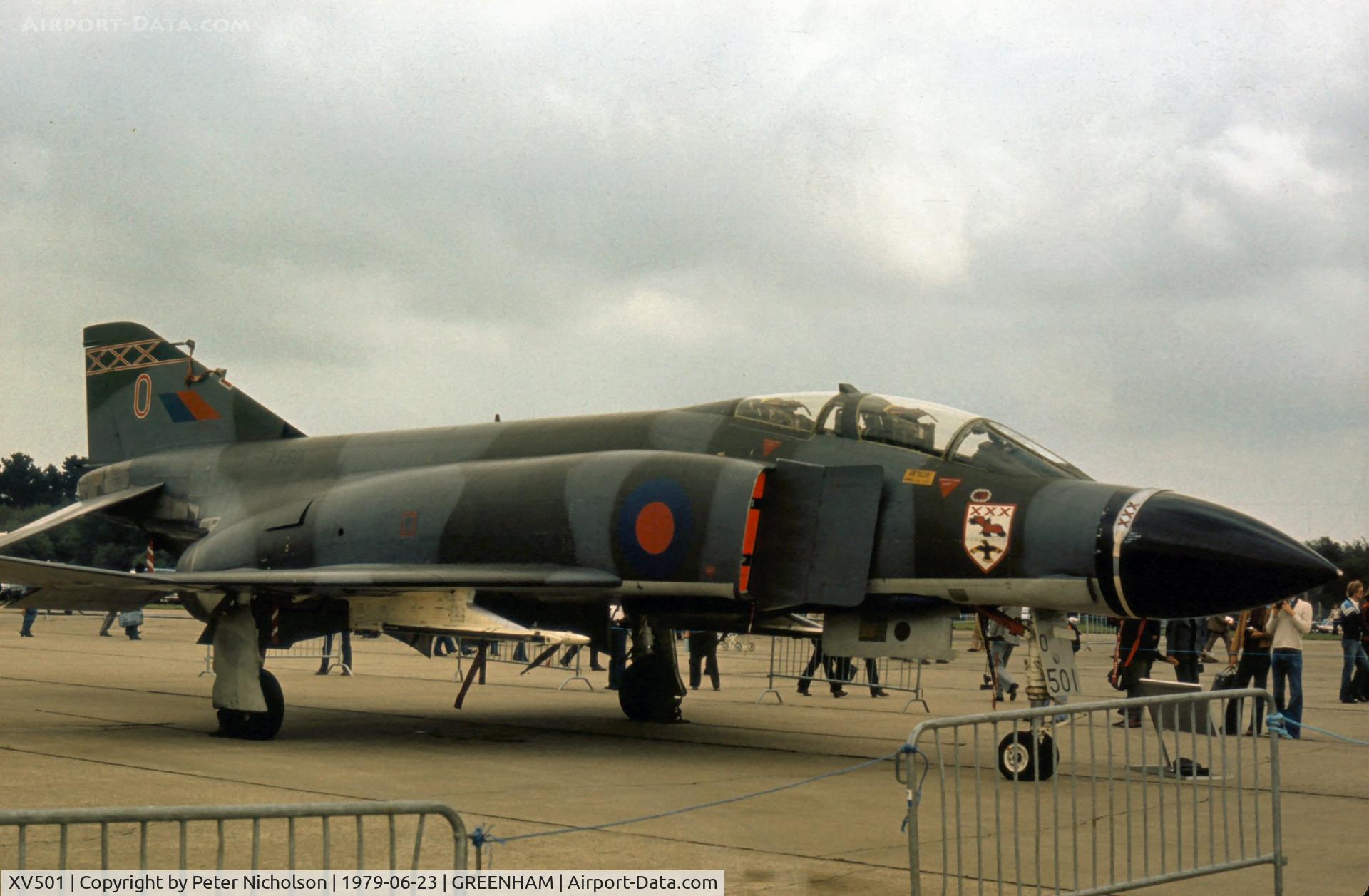 XV501, 1969 McDonnell Douglas Phantom FGR2 C/N 3507, Phantom FGR.2 of 29 Squadron from RAF Coningsby on display at the 1979 Intnl Air Tattoo at RAF Greenham Common.