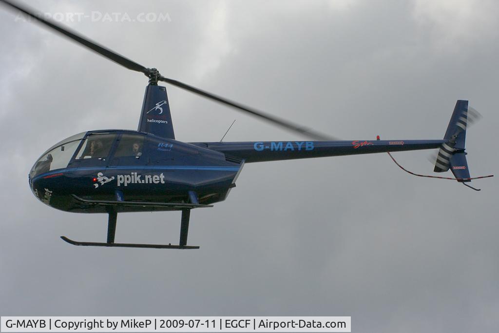 G-MAYB, 2004 Robinson R44 Raven C/N 1429, Arriving back at base.