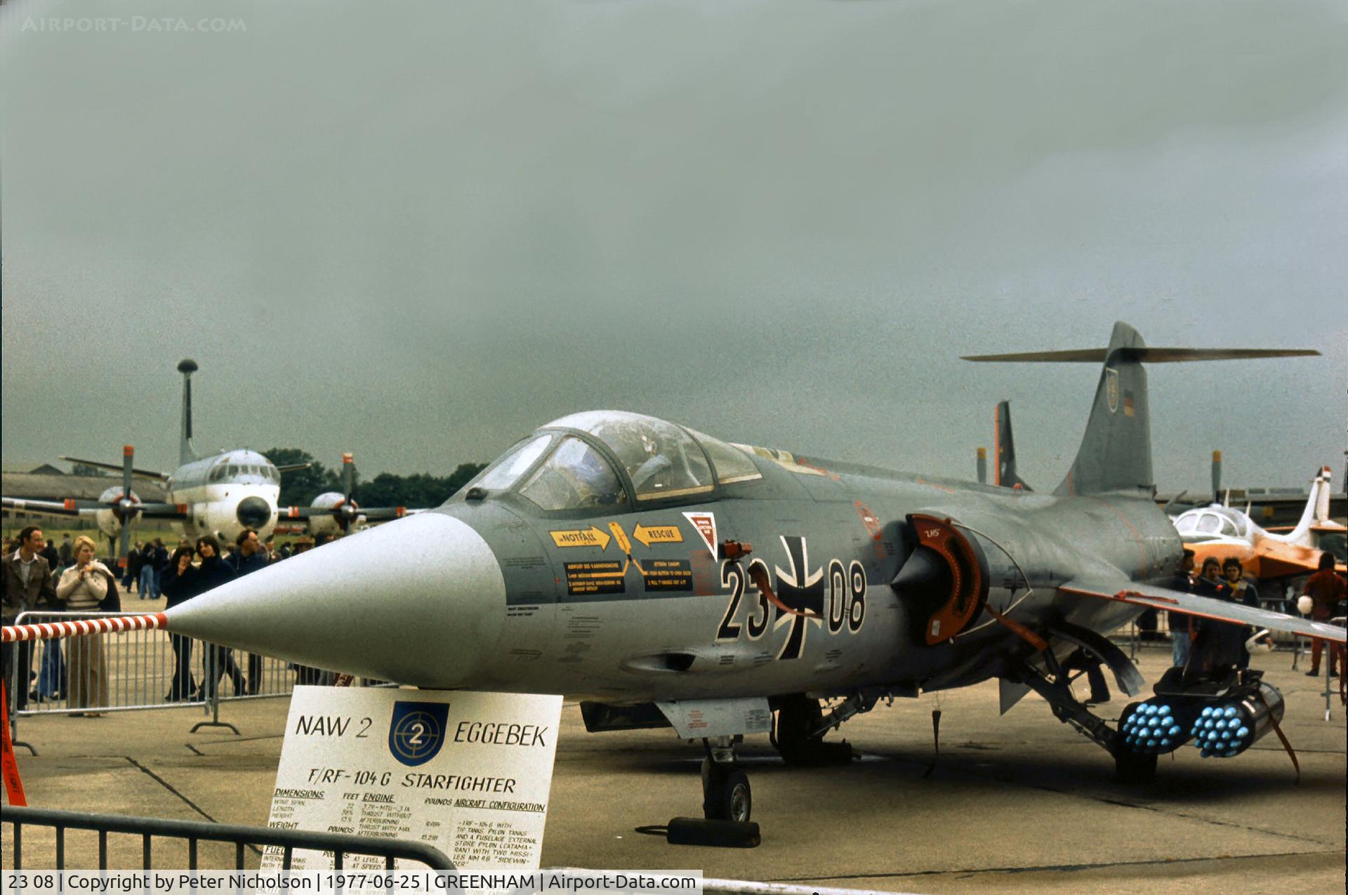 23 08, Lockheed F-104G Starfighter C/N 683-7191, F-104G Starfighter of MFG-2 at the 1977 Intnl Air Tattoo at RAF Greenham Common.