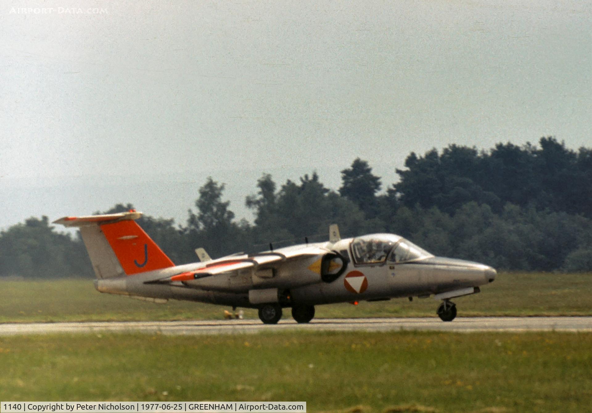 1140, Saab 105OE C/N 105440, Austrian Air Force display team Saab 105OE at the 1977 Intnl Air Tattoo at RAF Greenham Common.