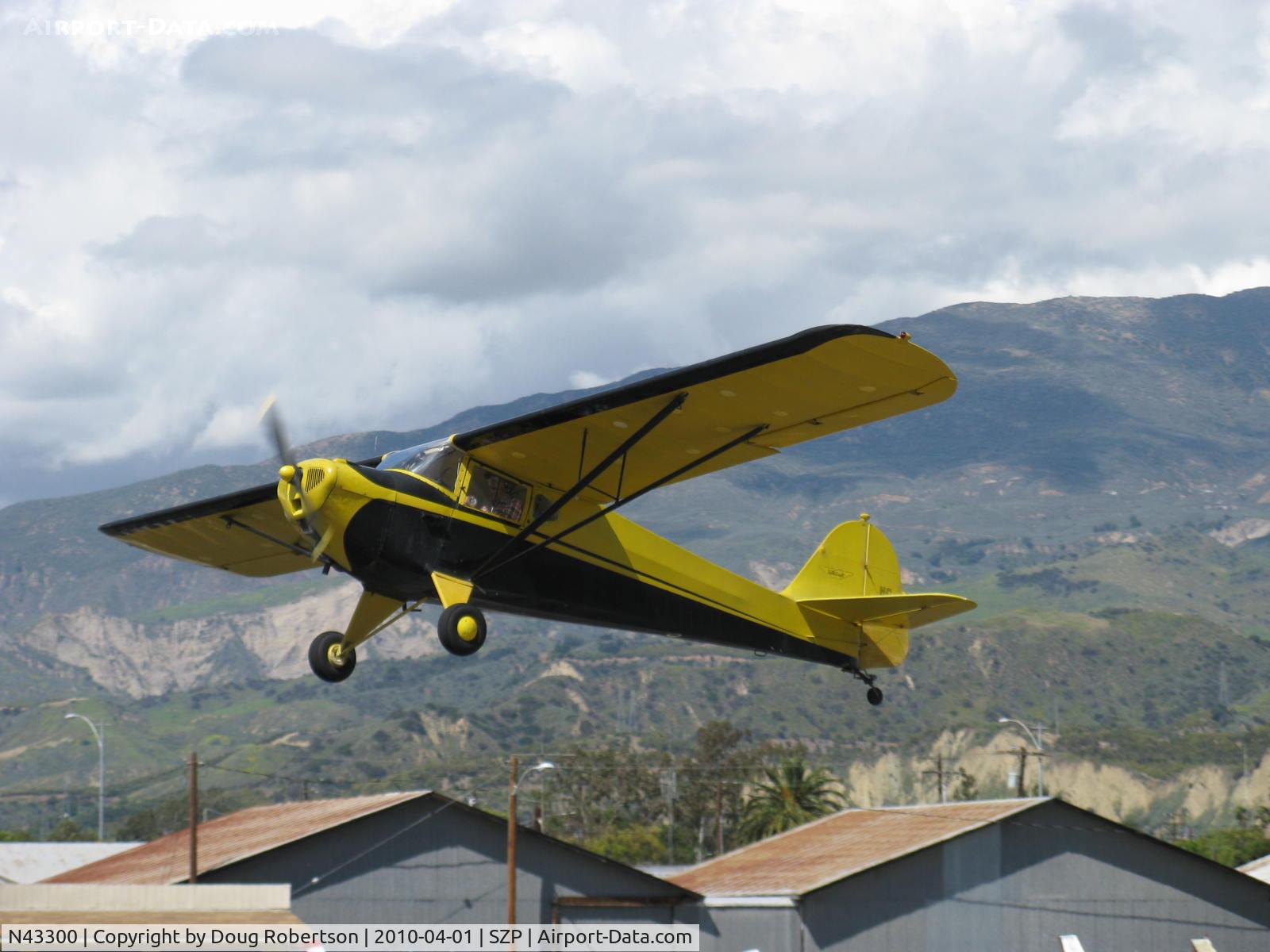 N43300, 1946 Taylorcraft BC12-D C/N 6959, 1946 Taylorcraft BC-12D, Continental A&C65 65 Hp, takeoff climb Rwy 22