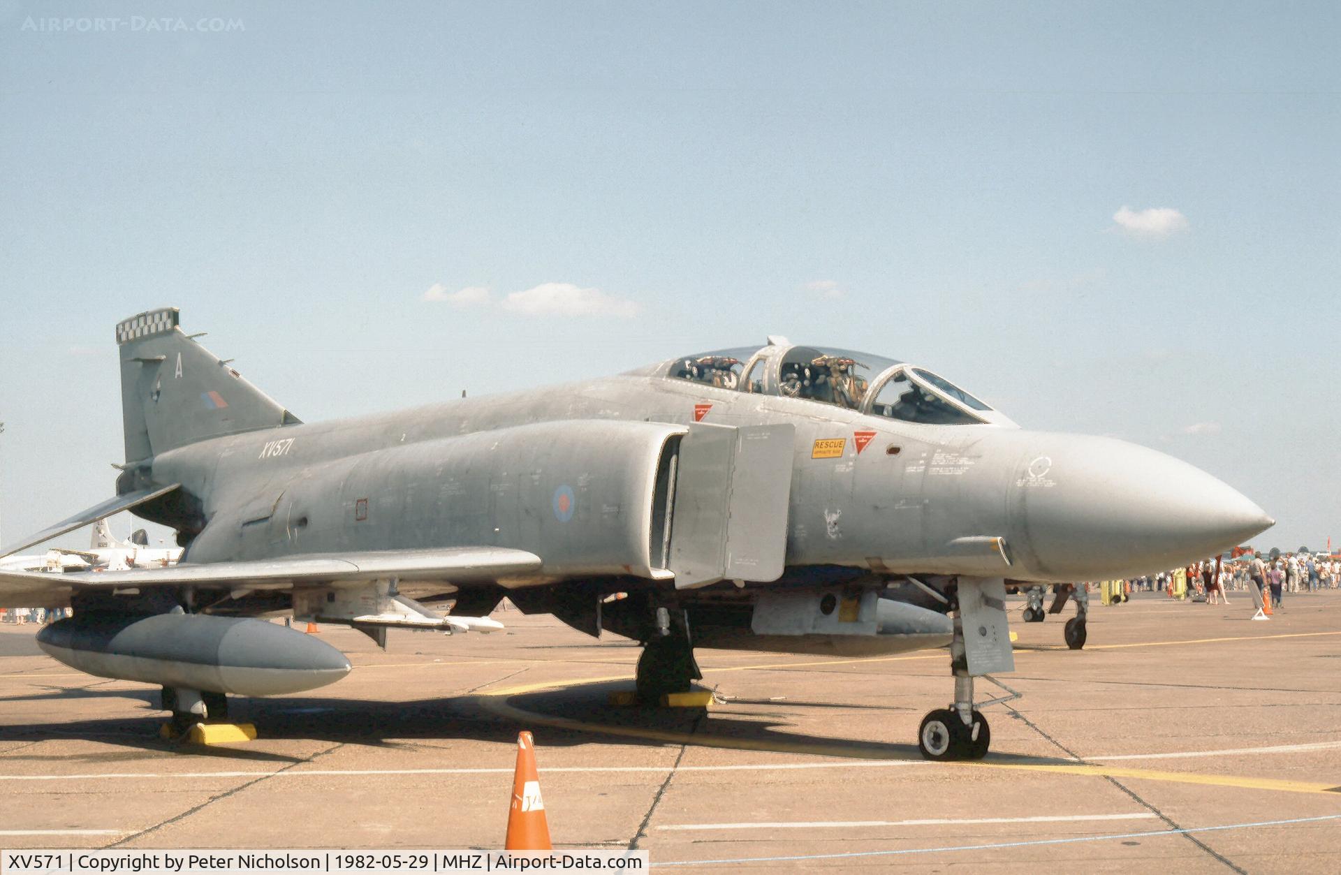 XV571, 1968 McDonnell Douglas Phantom FG1 C/N 9325/3020, Phantom FG.1 of 43 Squadron based at RAF Leuchars on display at the 1982 RAF Mildenhall Air Fete.