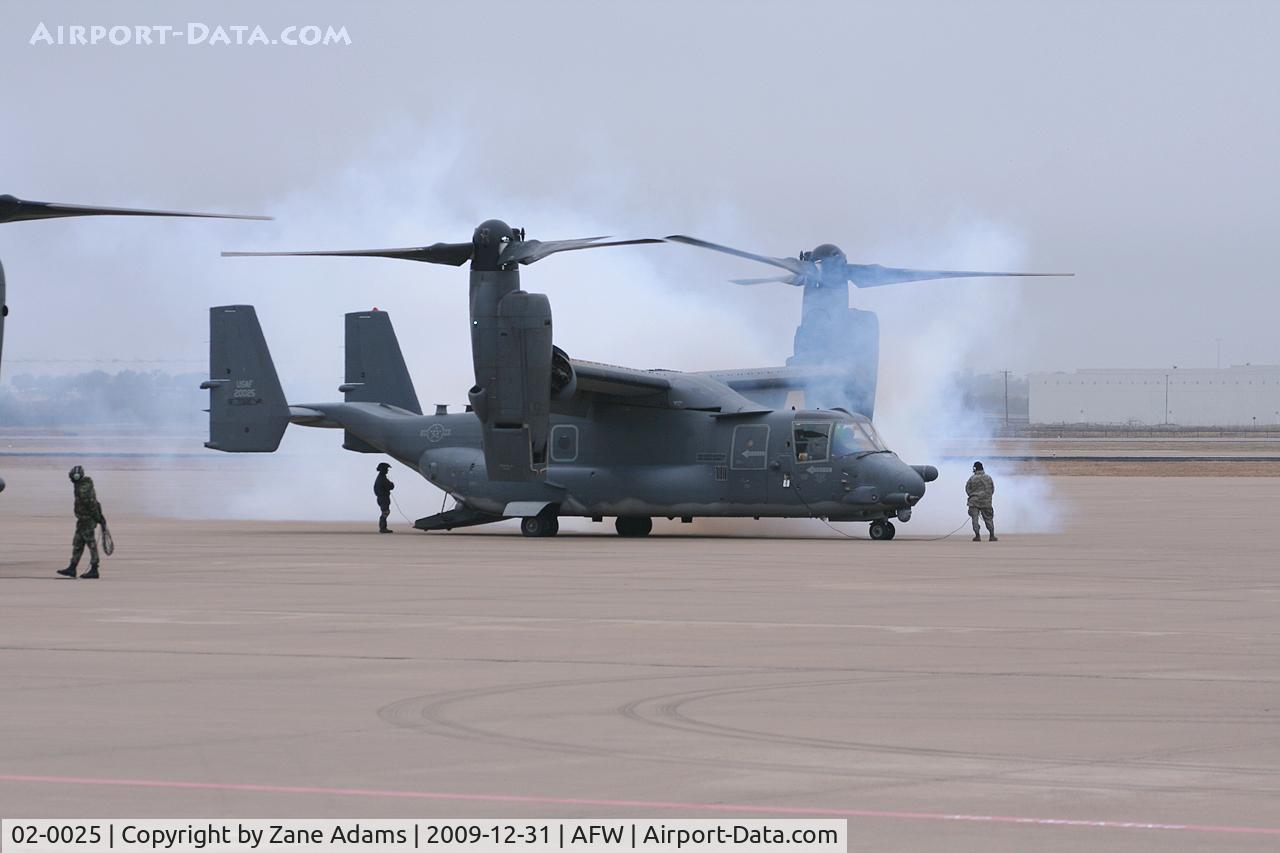 02-0025, 2002 Bell-Boeing CV-22B Osprey C/N D1006, At Fort Worth Alliance Airport - normal smoke during V-22 start-up