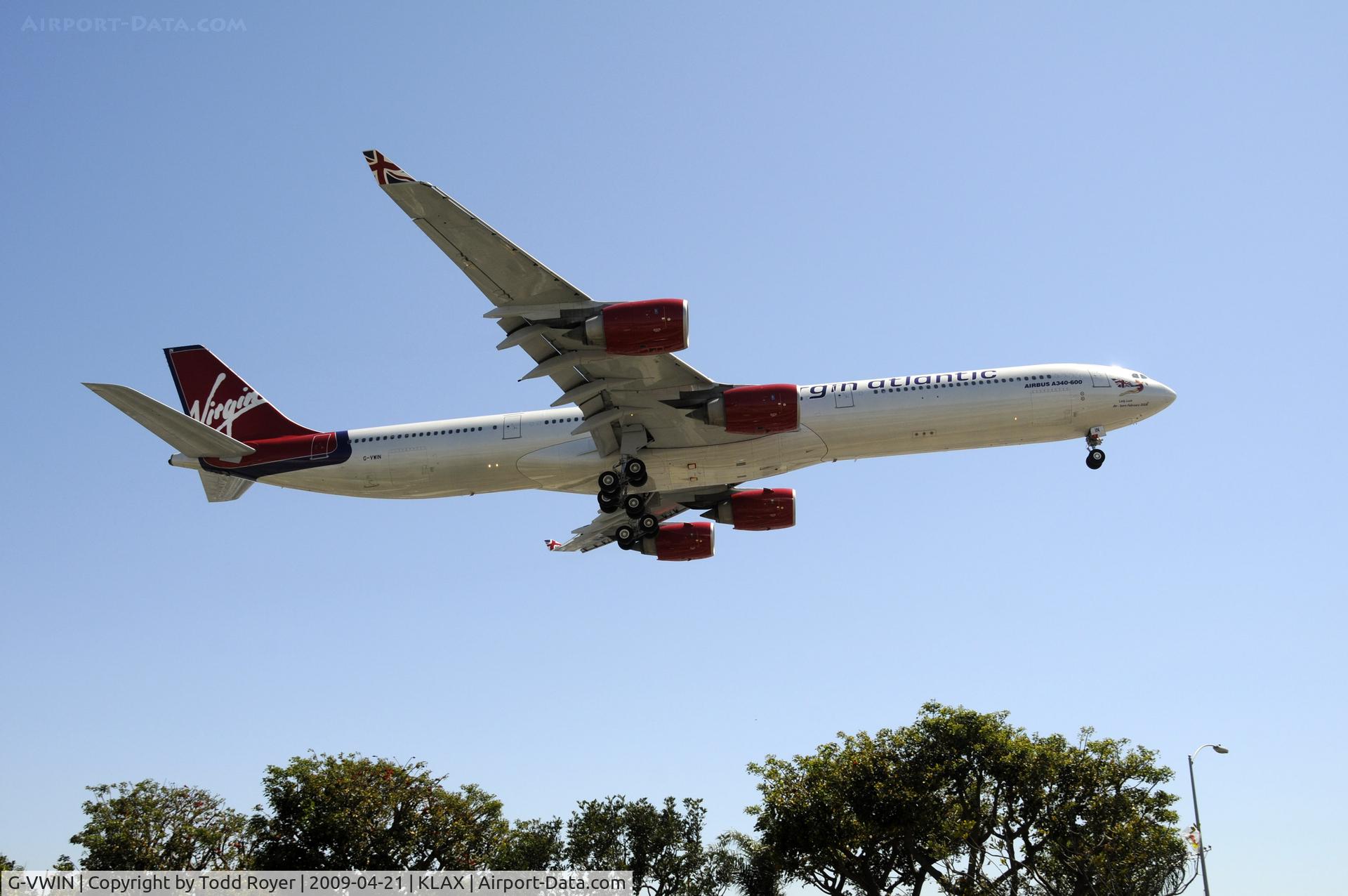 G-VWIN, 2006 Airbus A340-642 C/N 736, Arriving LAX