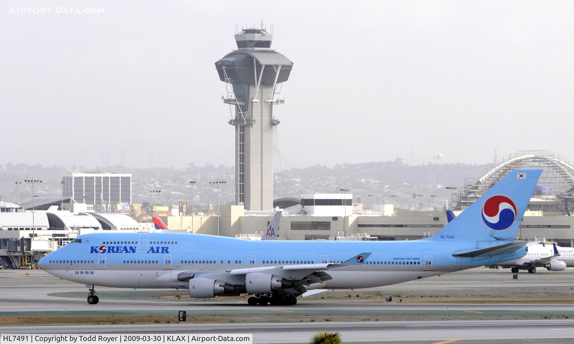 HL7491, Boeing 747-4B5 C/N 27341, Taxi at LAX