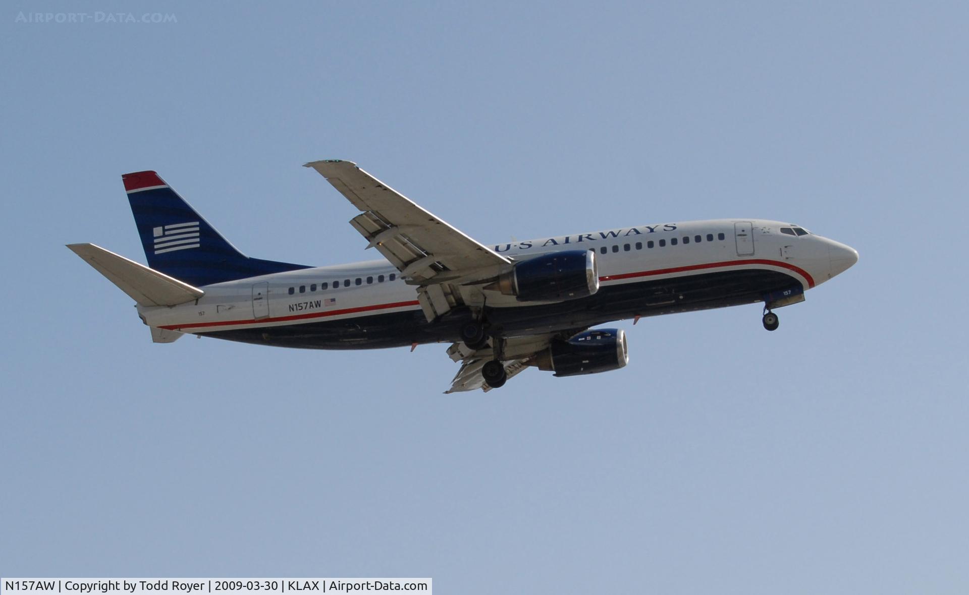 N157AW, 1987 Boeing 737-3G7 C/N 23779, Arriving LAX