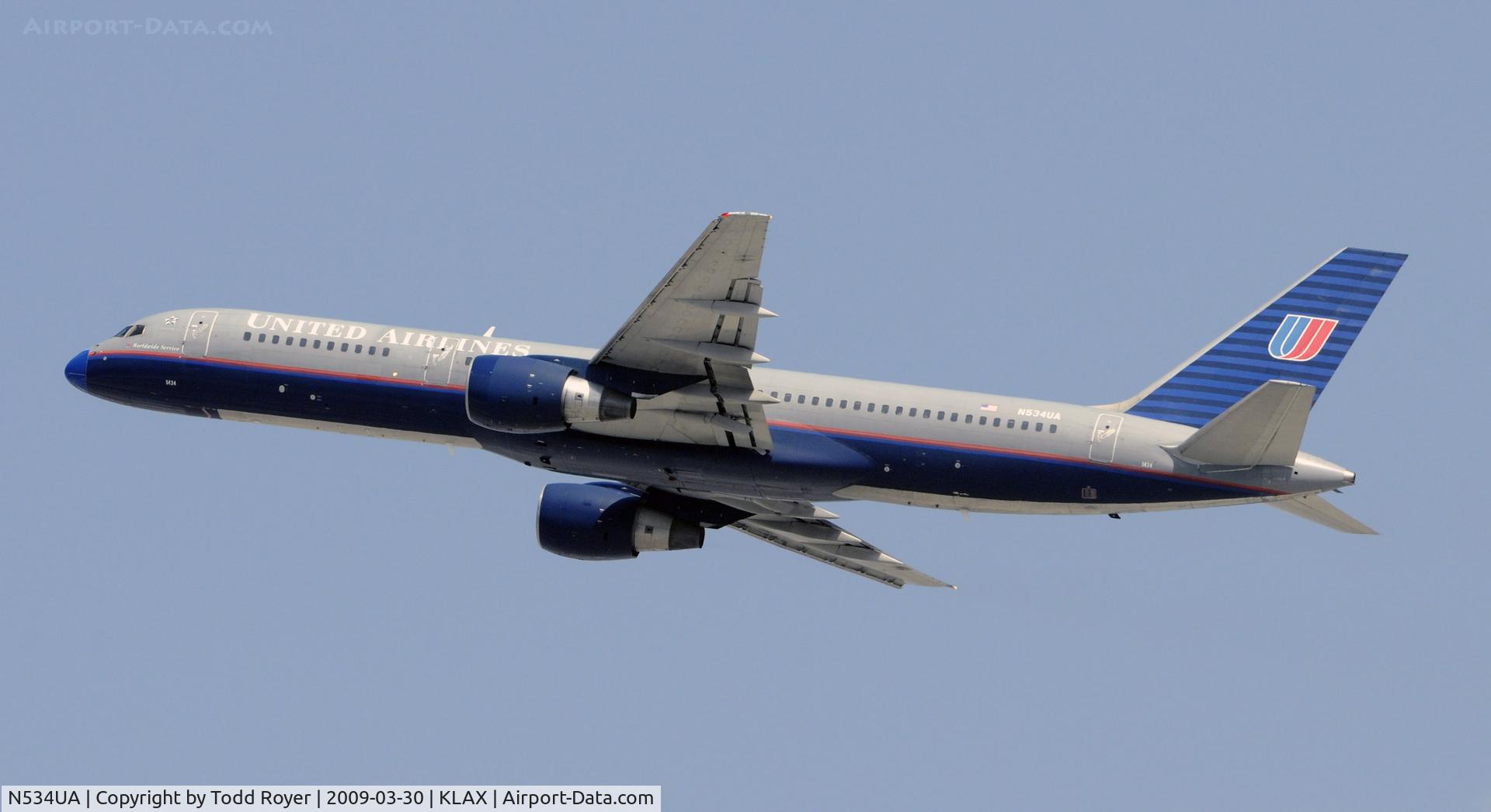 N534UA, 1991 Boeing 757-222F C/N 25129, Departing LAX