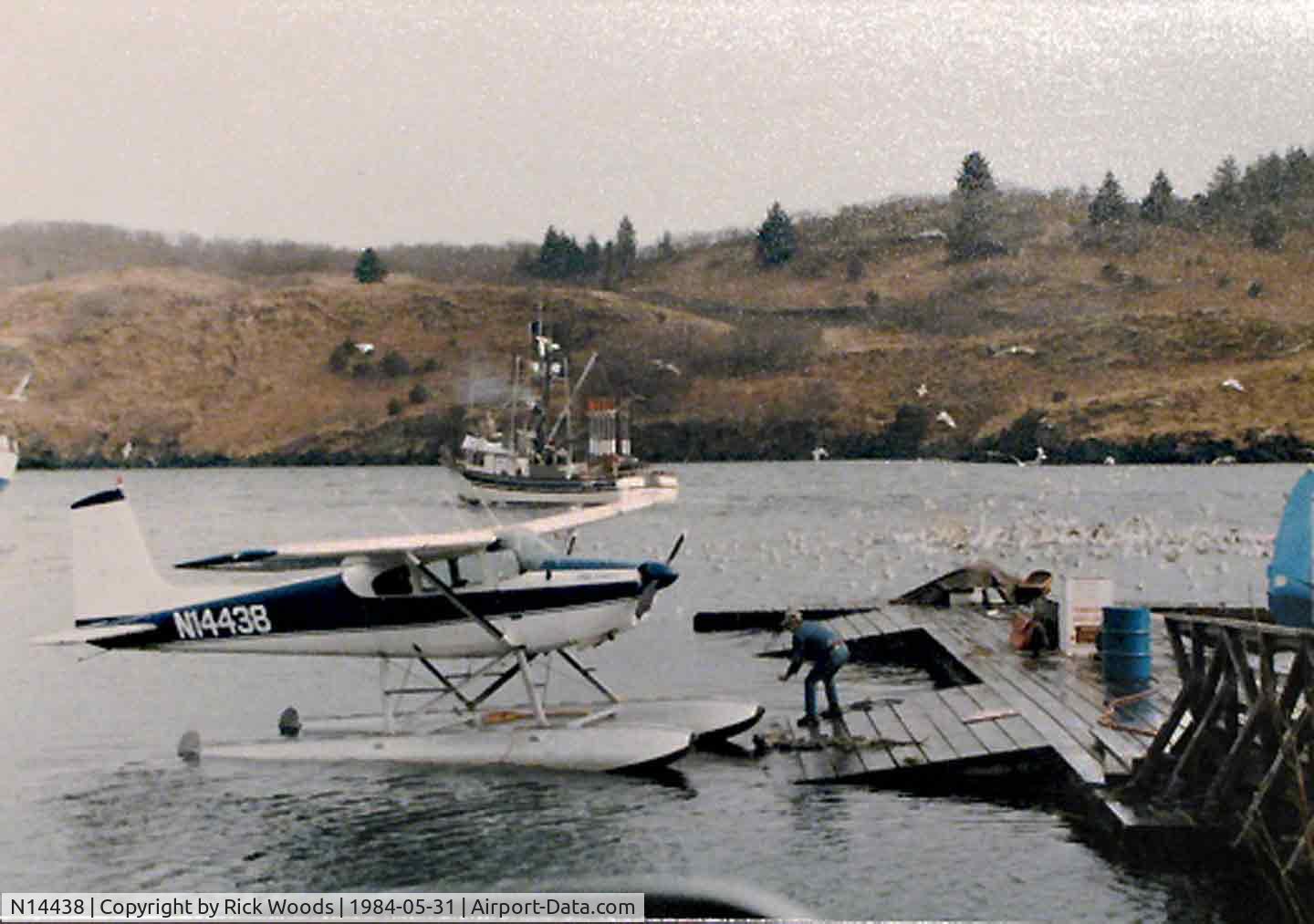 N14438, 1960 Cessna 180C C/N 50889, At the seaplane dock, Kodiak