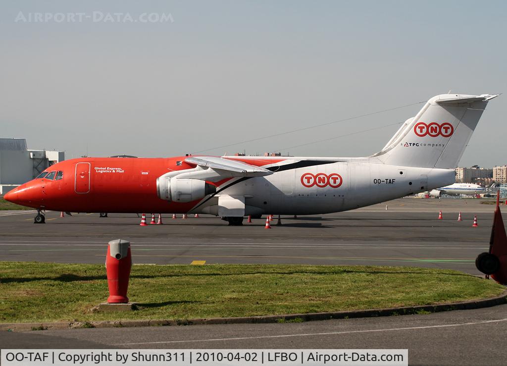 OO-TAF, 1990 British Aerospace BAe-146-300QT Quiet Trader C/N E3186, Parked at the Cargo area...