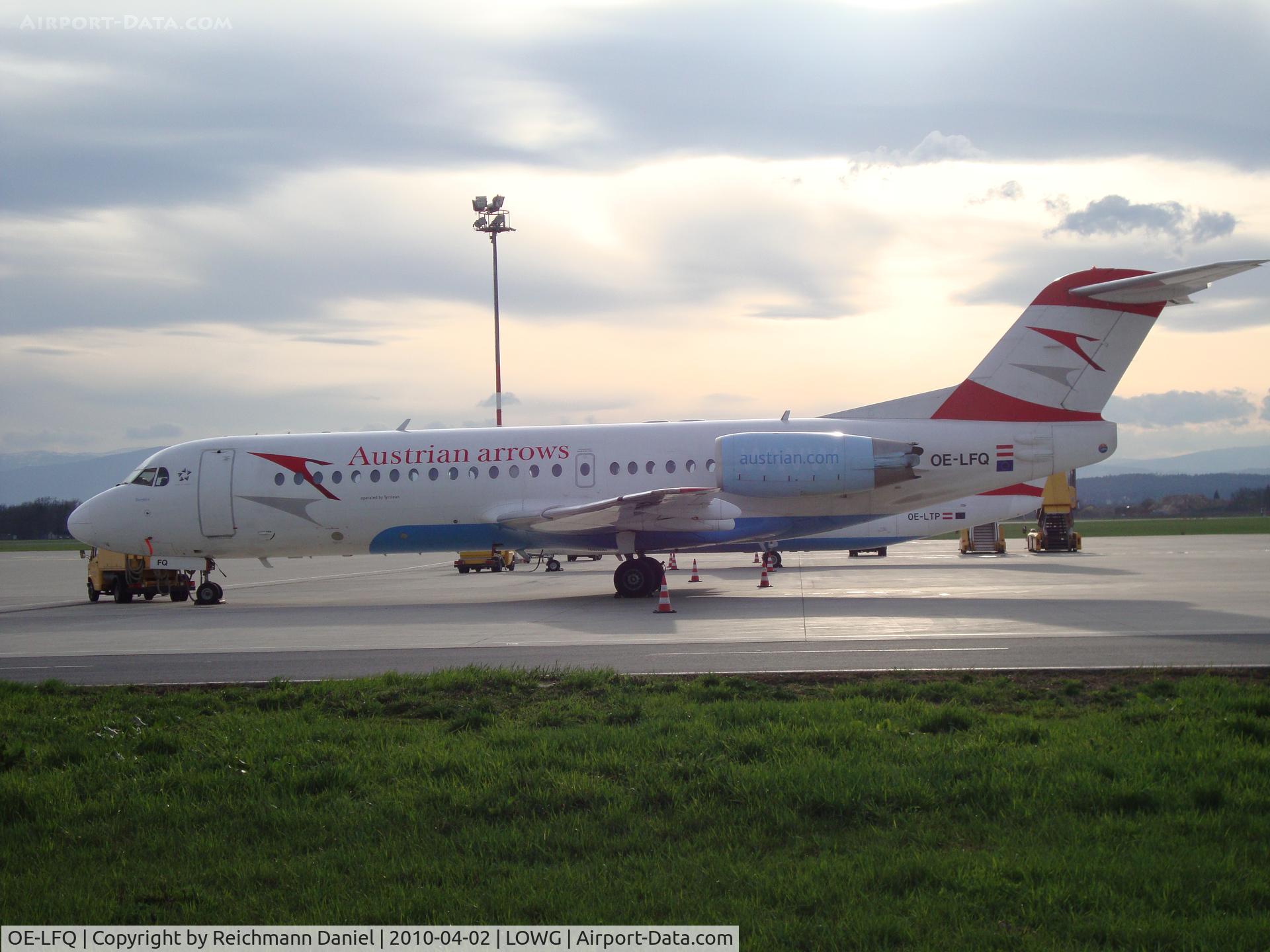 OE-LFQ, 1996 Fokker 70 (F-28-0070) C/N 11568, Resting on the apron