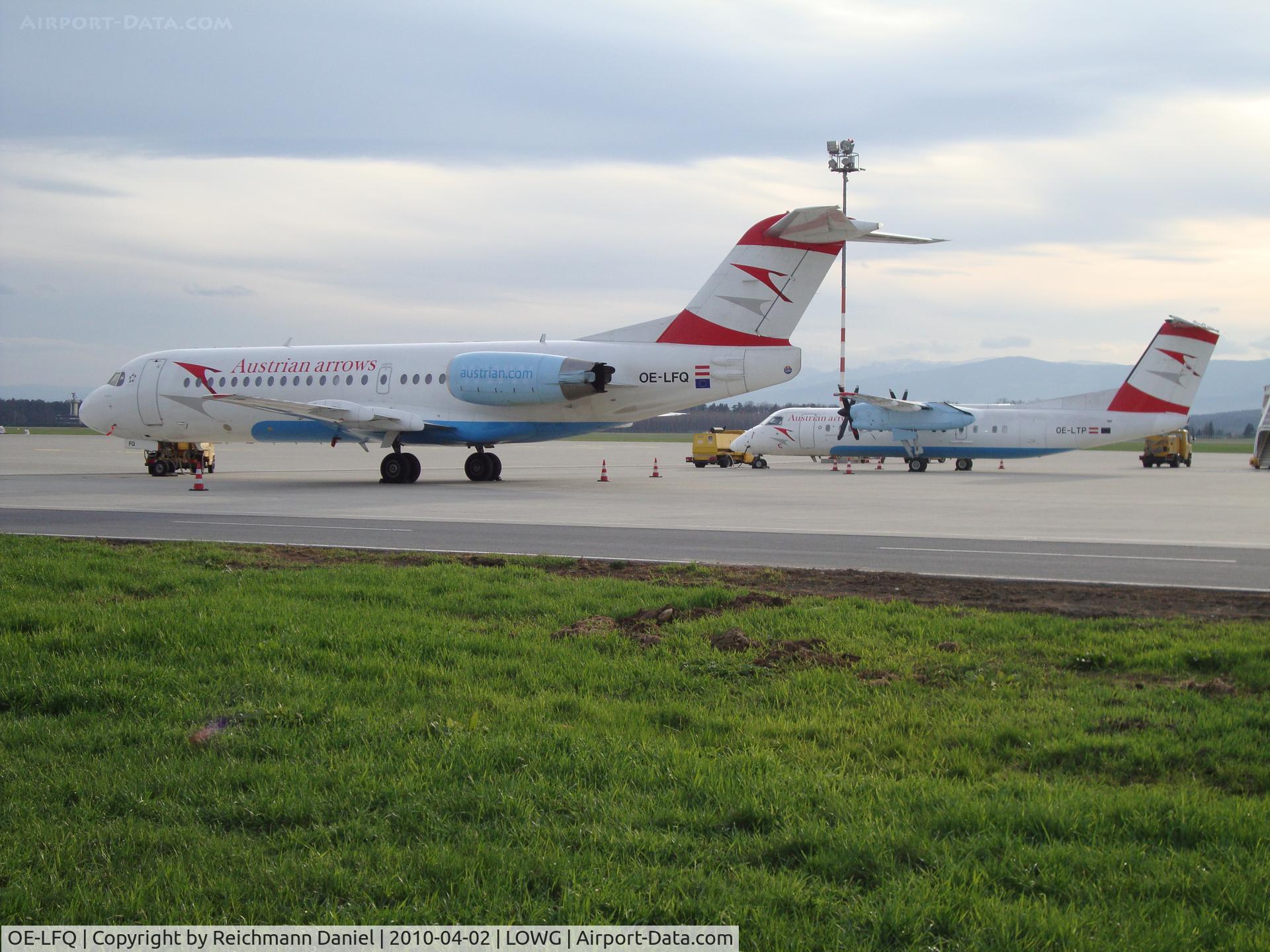 OE-LFQ, 1996 Fokker 70 (F-28-0070) C/N 11568, OE-LFQ and OE-LTP resting on this day at the apron, waiting for there next flights...