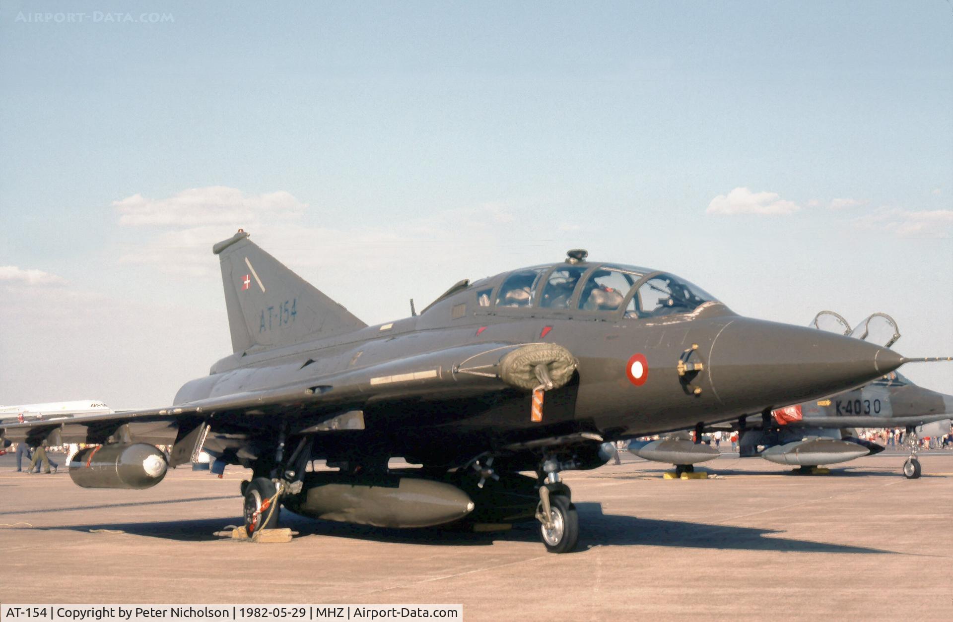 AT-154, 1971 Saab TF-35 Draken C/N 35-1154, Saab Sk-35XD Draken of Royal Danish Air Force's Esk 729 on display at the 1982 Mildenhall Air Fete.