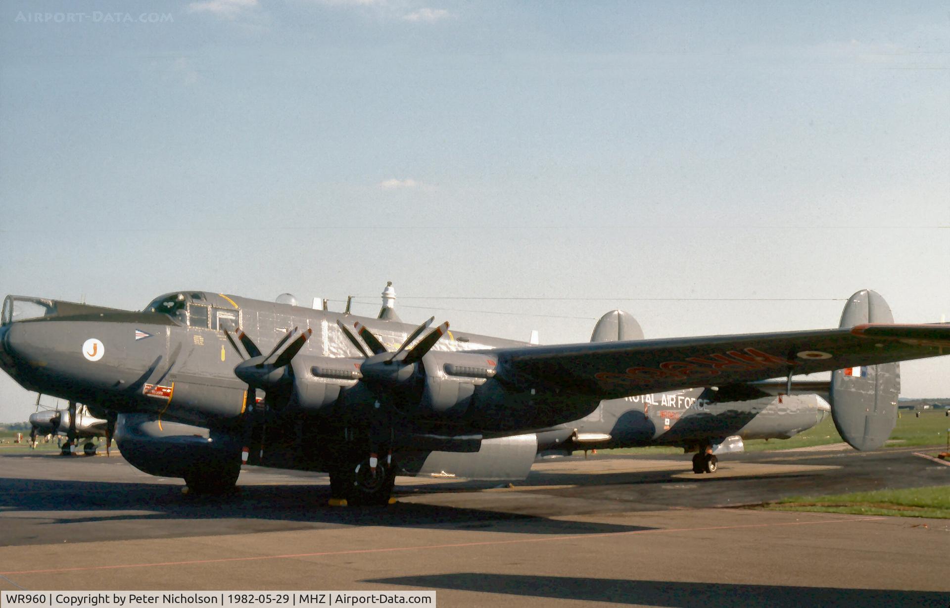 WR960, 1954 Avro 716 Shackleton AEW.2 C/N Not found WR960, Shackleton AEW.8 of 8 Squadron at RAF Lossiemouth on display at the 1982 RAF Mildenhall Air Fete.