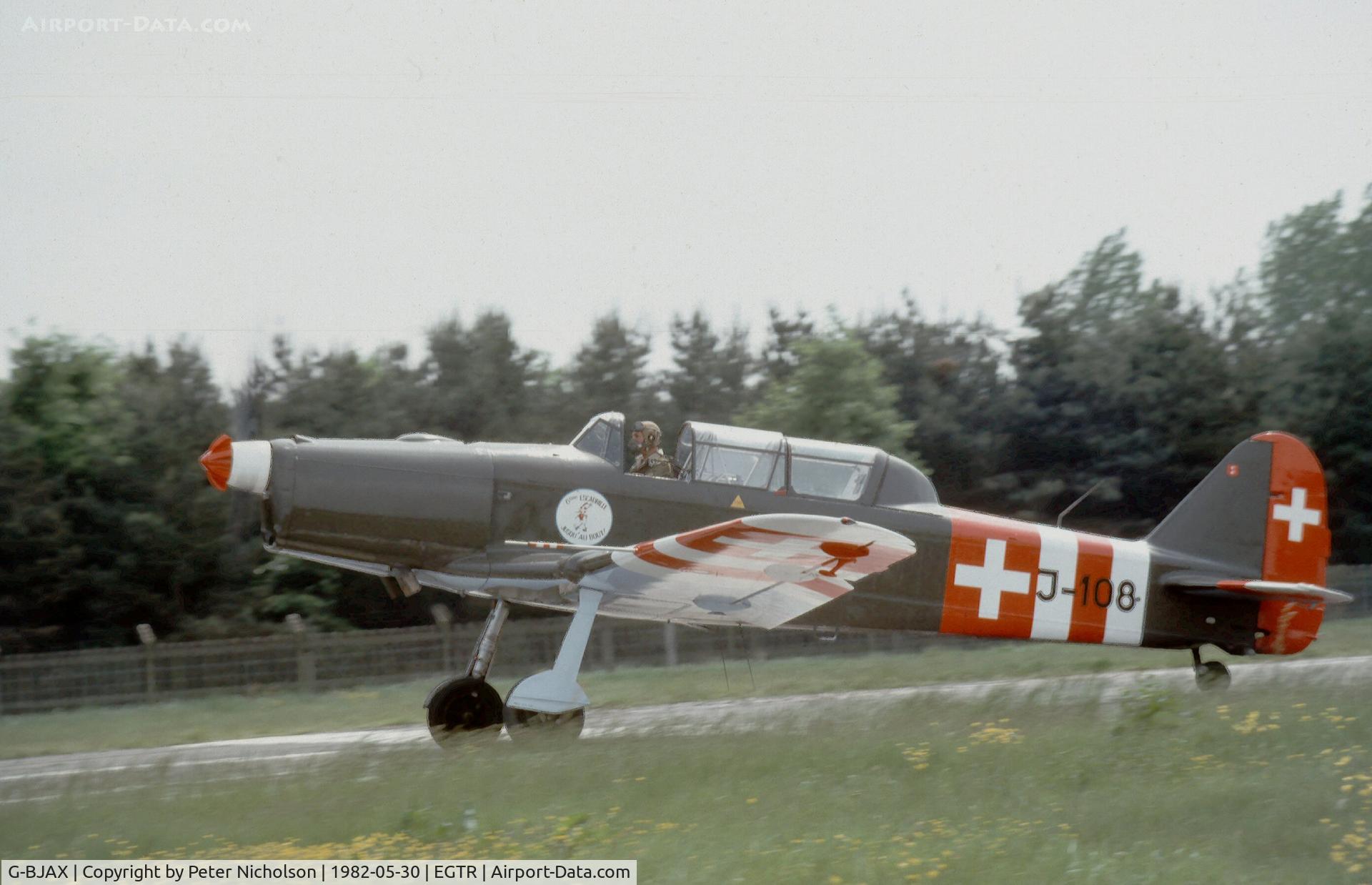 G-BJAX, 1948 Pilatus P2-05 C/N 600-28, Ex-Swiss Air Force Pilatus P2 flew out of Elstree in the Summer of 1982.