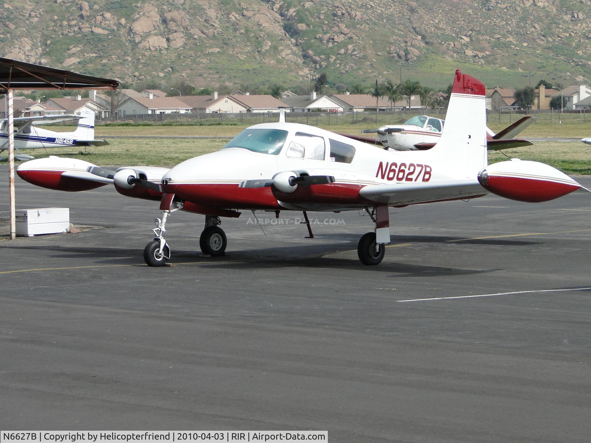 N6627B, 1958 Cessna 310B C/N 35727, Parked and tied down