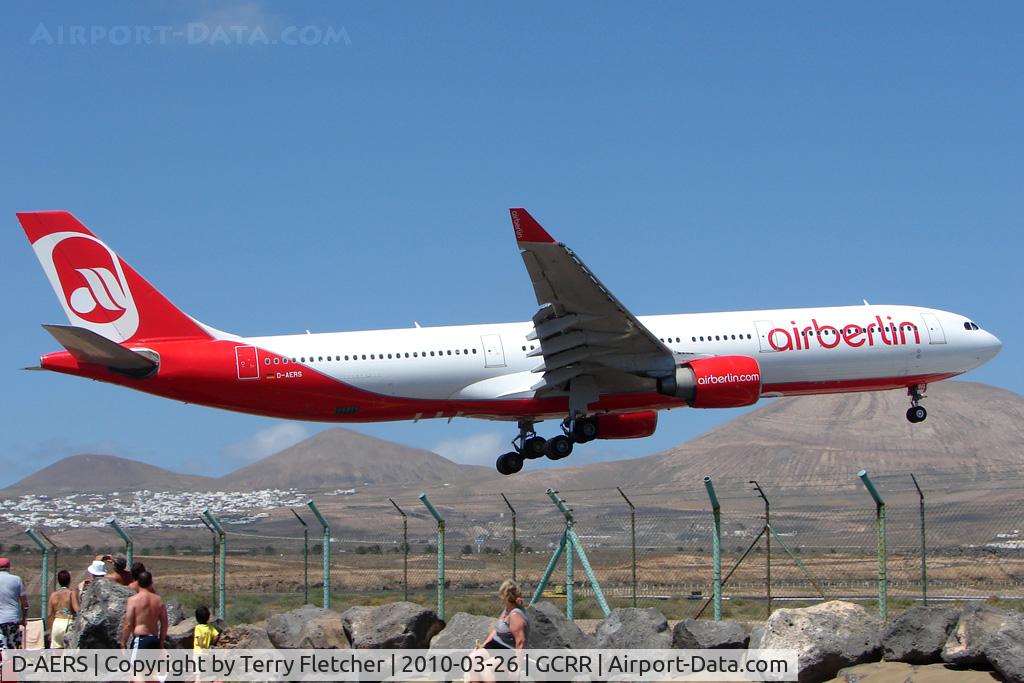 D-AERS, 1997 Airbus A330-322 C/N 171, Air Berlin A330 at Arrecife , Lanzarote in March 2010