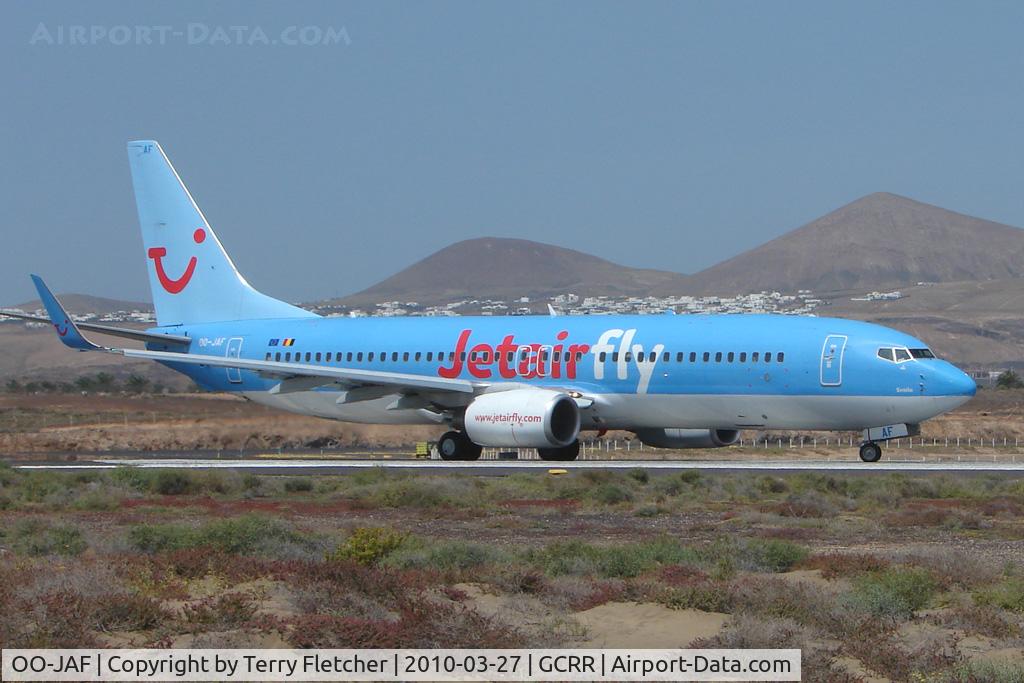 OO-JAF, 2007 Boeing 737-8K5 C/N 35133, Jetair Belgium B737 at Arrecife , Lanzarote in March 2010