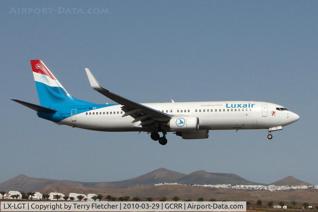 LX-LGT, 2000 Boeing 737-8K5 C/N 28228, Luxair B737 at Arrecife , Lanzarote in March 2010