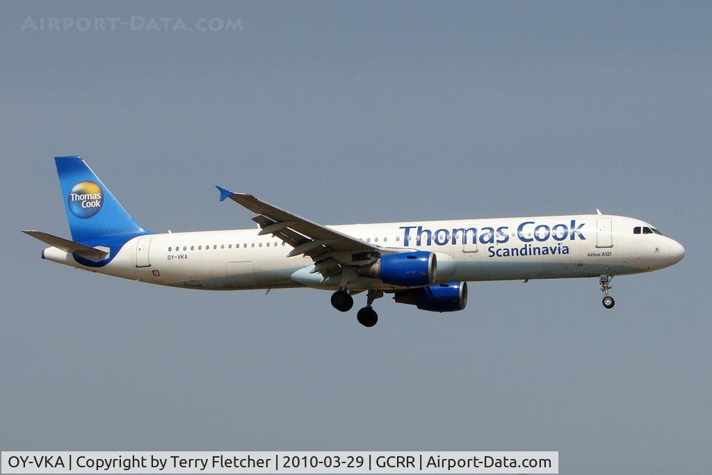 OY-VKA, 2002 Airbus A321-213 C/N 1881, Thos Cook Scandanavia A321 at Arrecife , Lanzarote in March 2010