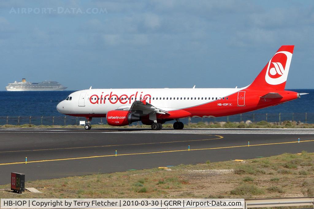 HB-IOP, 2010 Airbus A320-214 C/N 4187, Air Berlin's Swiss registered Airbus at Arrecife , Lanzarote in March 2010