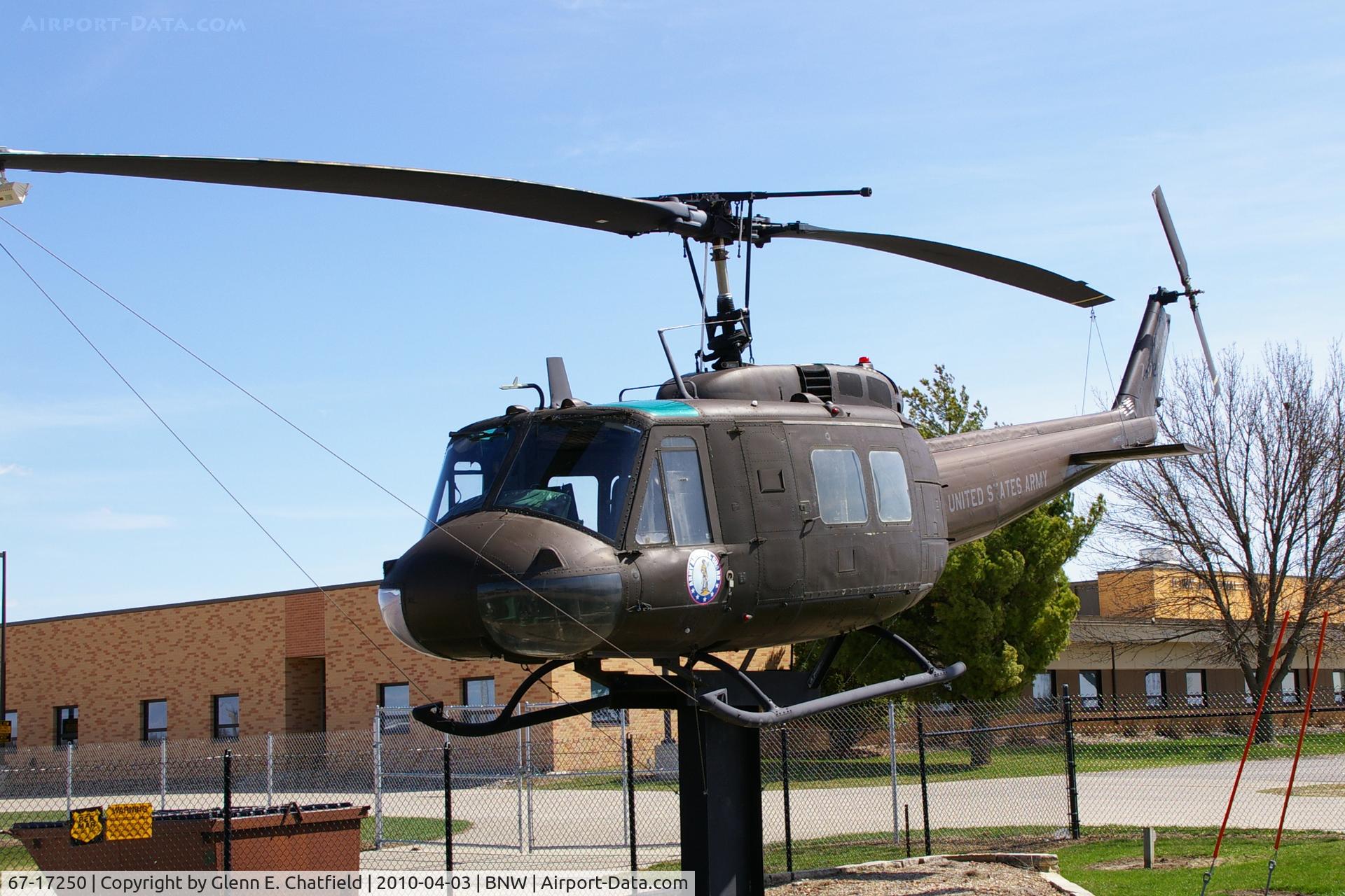 67-17250, 1967 Bell UH-1H Iroquois C/N 9448, At the Army National Guard entrance