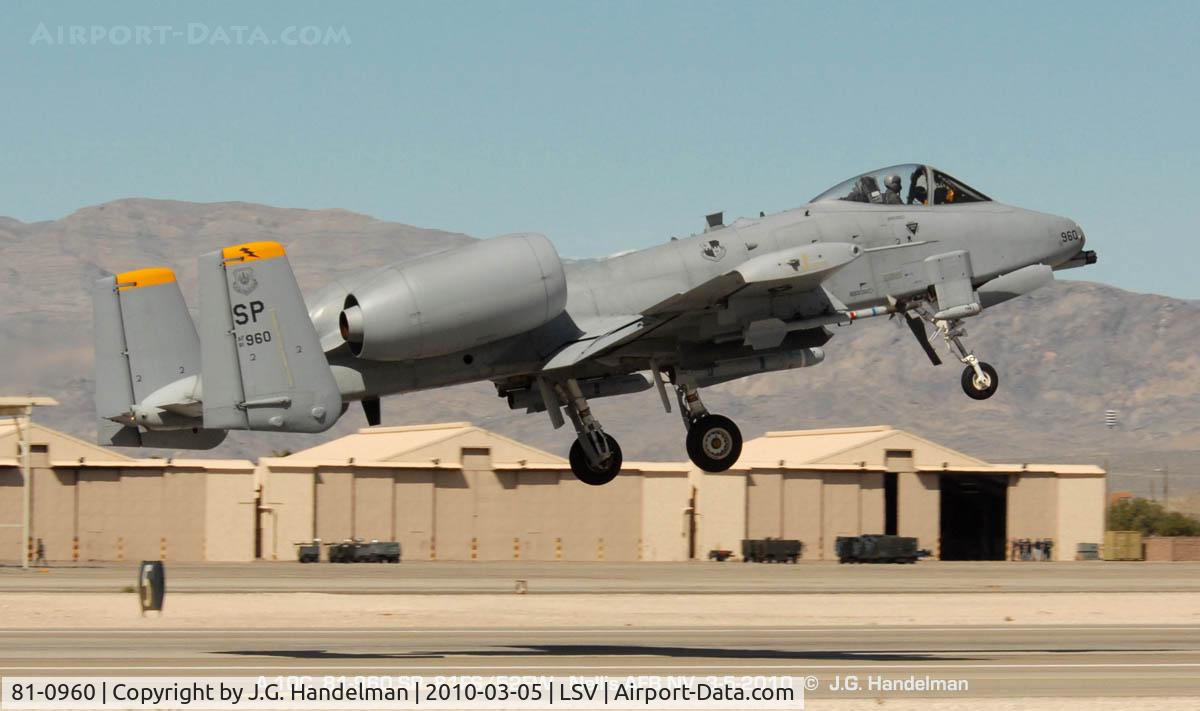 81-0960, 1981 Fairchild Republic A-10A Thunderbolt II C/N A10-0655, take off at Nellis