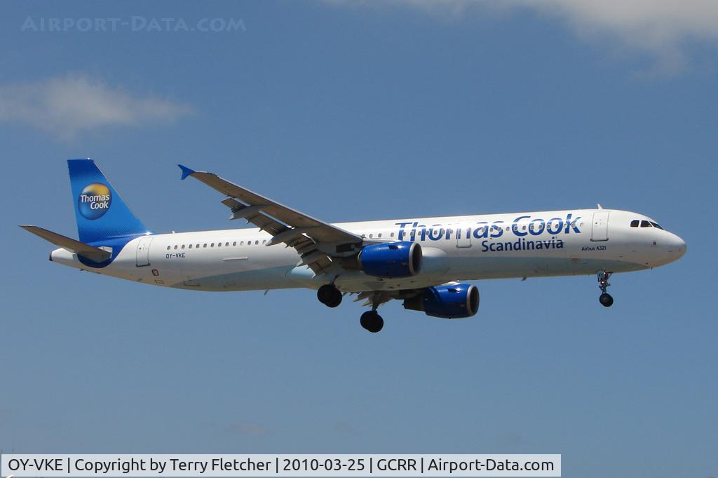OY-VKE, 2002 Airbus A321-211 C/N 1887, Thos Cook Scandanavia A321 at Arrecife , Lanzarote in March 2010