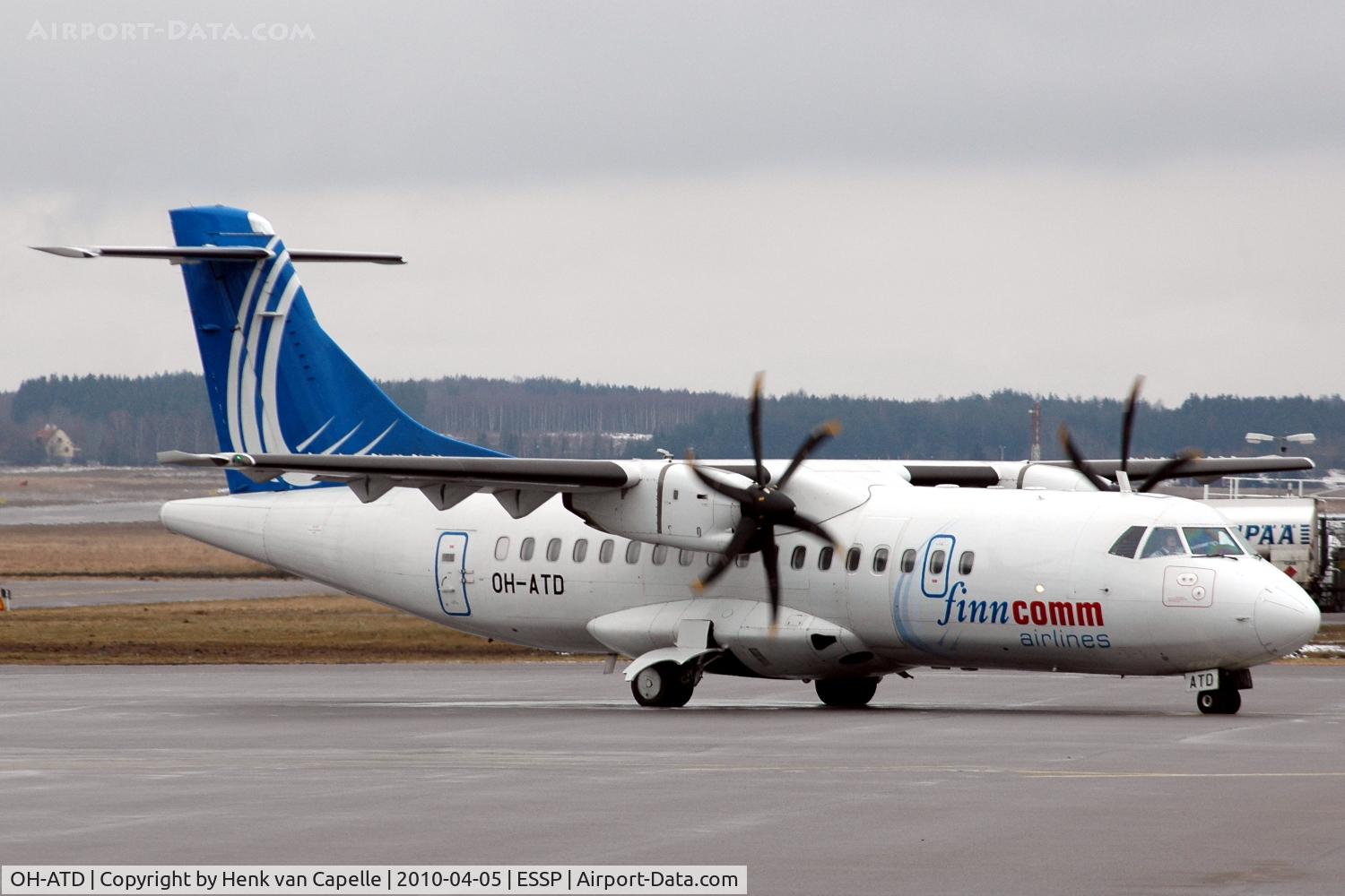 OH-ATD, 2006 ATR 42-500 C/N 655, Finncomm Airlines ATR-42-500 starting up on the platform of Norrköping Kungsängen airport, Sweden.